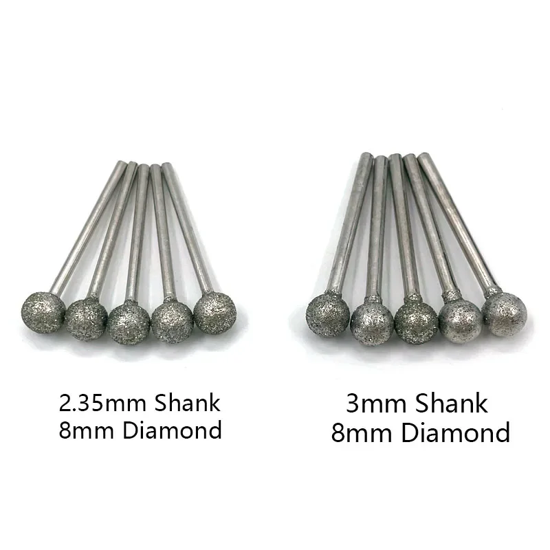 0.5mm - 12mm Ball Diamond Drill Bit Grinding Head Metal Machine 2.35/3mm Shank