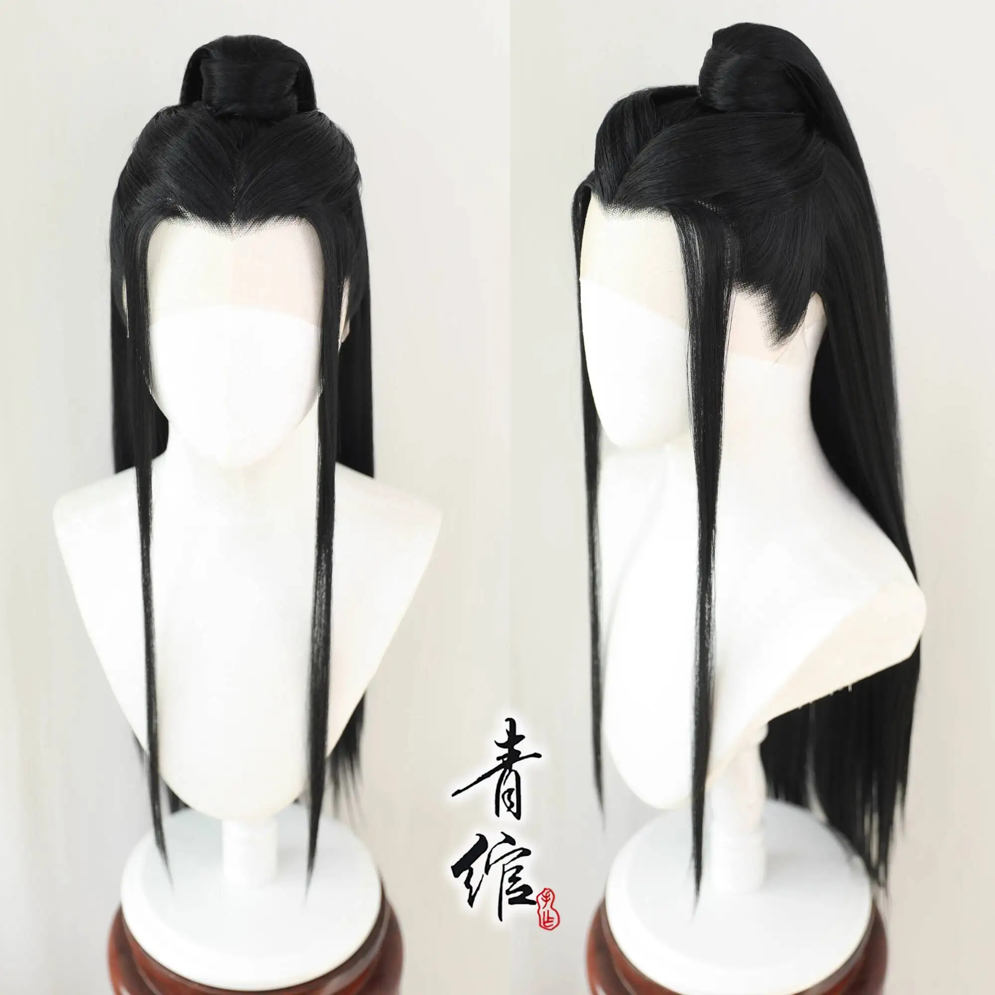 

Патриарх Магии Dao Lan Wangji Косплей Hanfu Мужской древний костюм Фильм и телевидение Передний кружевной крючок COS Парик