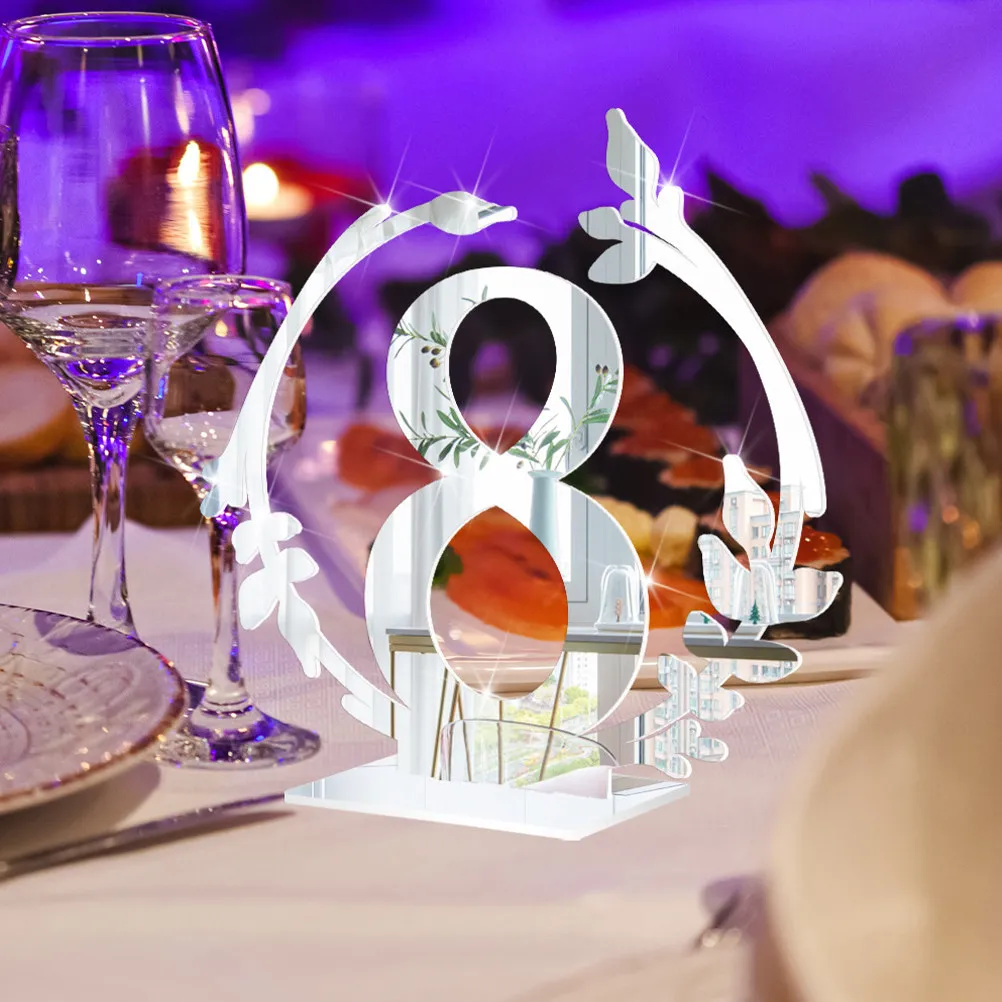 10Pcs Wedding Table Number Signs Premium Acrylic Table Number Stands for Reception Banquet Party Cafe Restaurant Event Decor