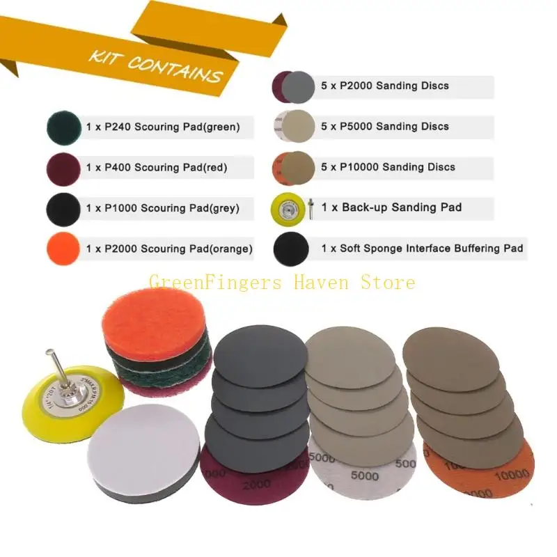 F68D 21PCs MultiPurpose Sanding Discs Car Headlight Sandpaper Repair Tool For Plastic Metal Surfaces Refinements Tasks