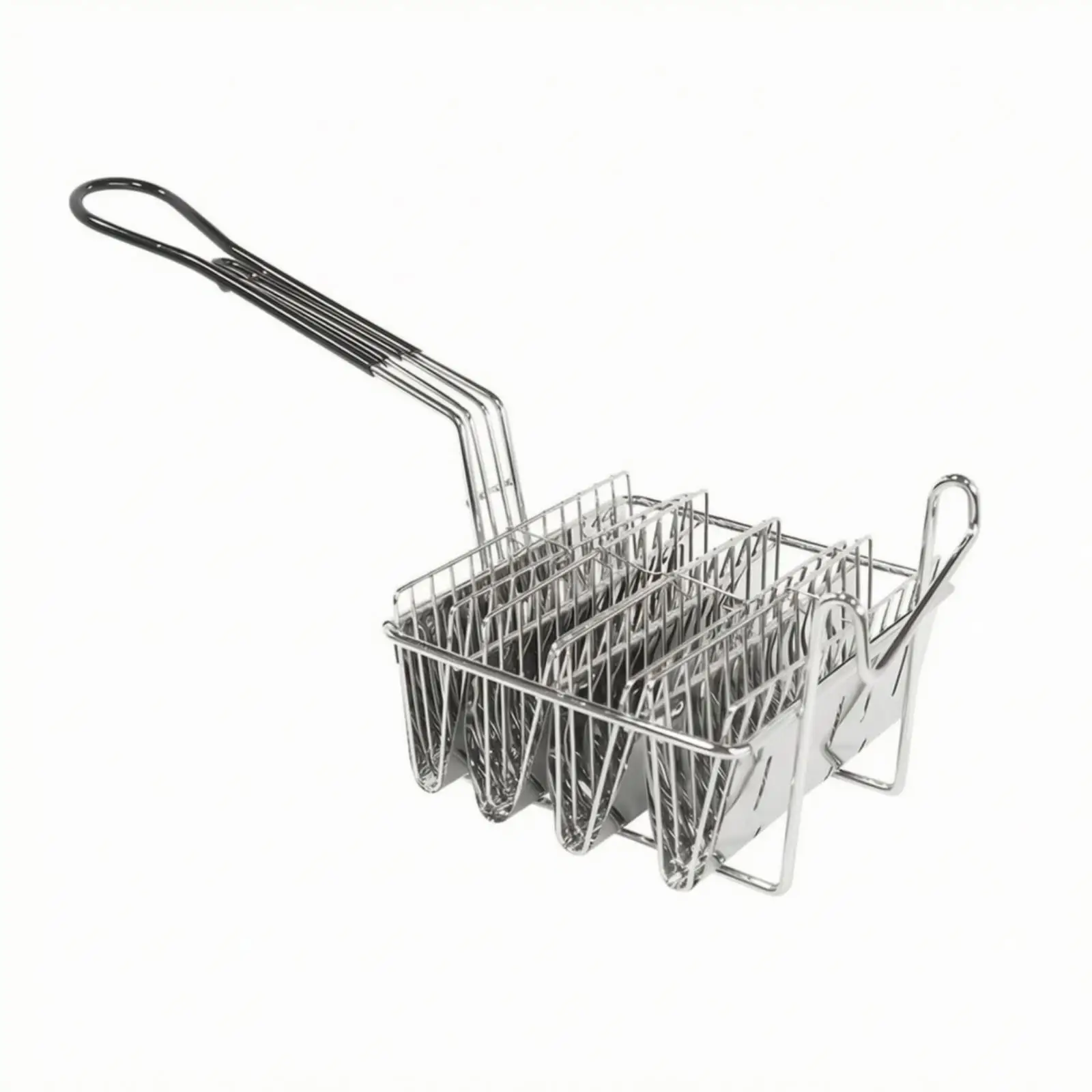 Stainless Steel Taco Frying Basket with Divider Slots for Crispy Shell Holder Cooking Tool