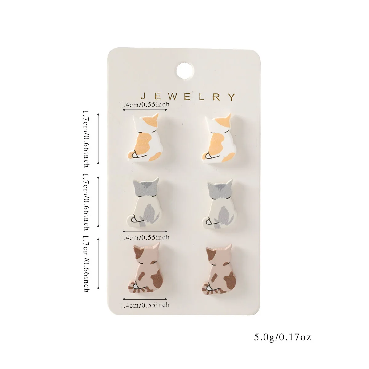YAOLOGE New Arrival Cartoon Cute Cat 3-Piece Earring Set Earring Acrylic Material Paint Printing Process Women's Trend Eardrop
