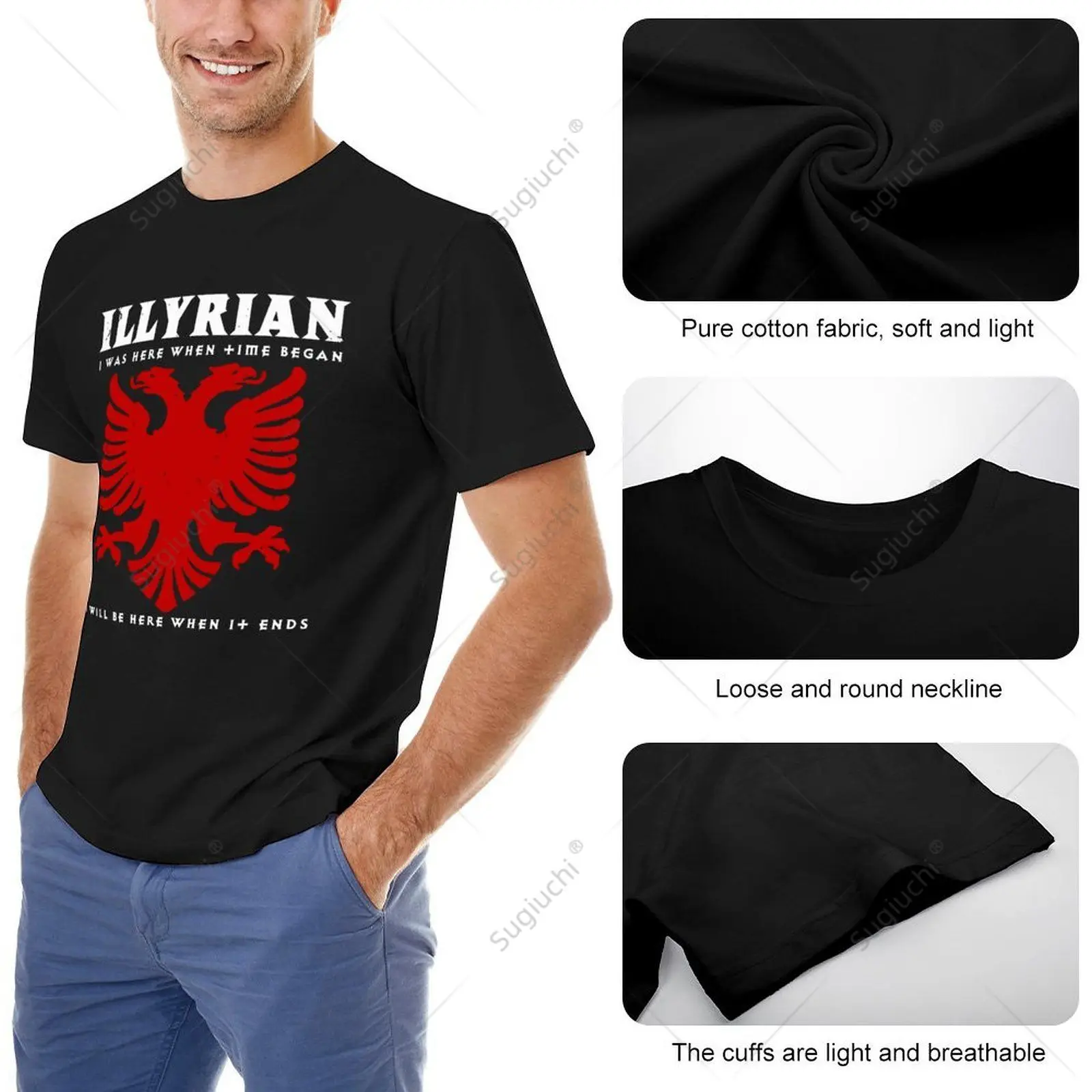 Unisex Men ILLYRIAN I Was Here When Time Began I Will Be Here When It Ends Albania Albanian Tshirt Tees 100% Cotton T-Shirt