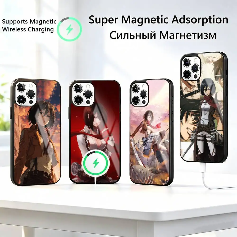 Attack on Titan Mikasa A-Ackerman-MAs  Phone Case For iPhone17,16,15,14,13,12Plus,Pro Compatible with magnetic wireless charging