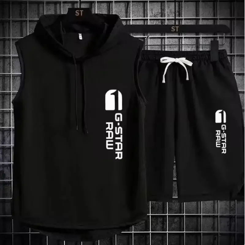 

Мужской спортивный костюм 2026: летний комплект из футболки и шорт, брендовый спортивный костюм для бега, мужской спортивный костюм для фитнеса