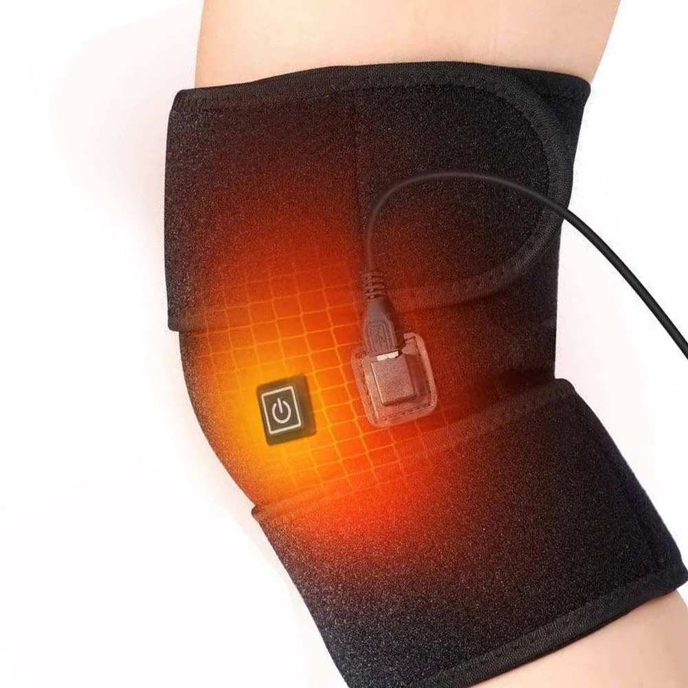 

Electric Hot Compress Knee Pad 5V USB/Type-C Charging Heated Knee Brace 3 Heat Levels Knee Heating Pad with Pocket for Men Women