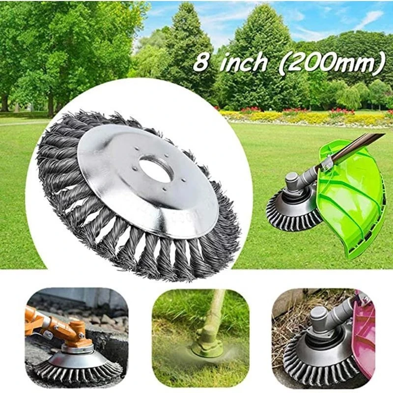 Steel Wire Wheel Garden Weed Brush Lawn Mower Grass Eater Trimmer Brush Cutter Tools Garden Grass Trimmer Head Weed Brush