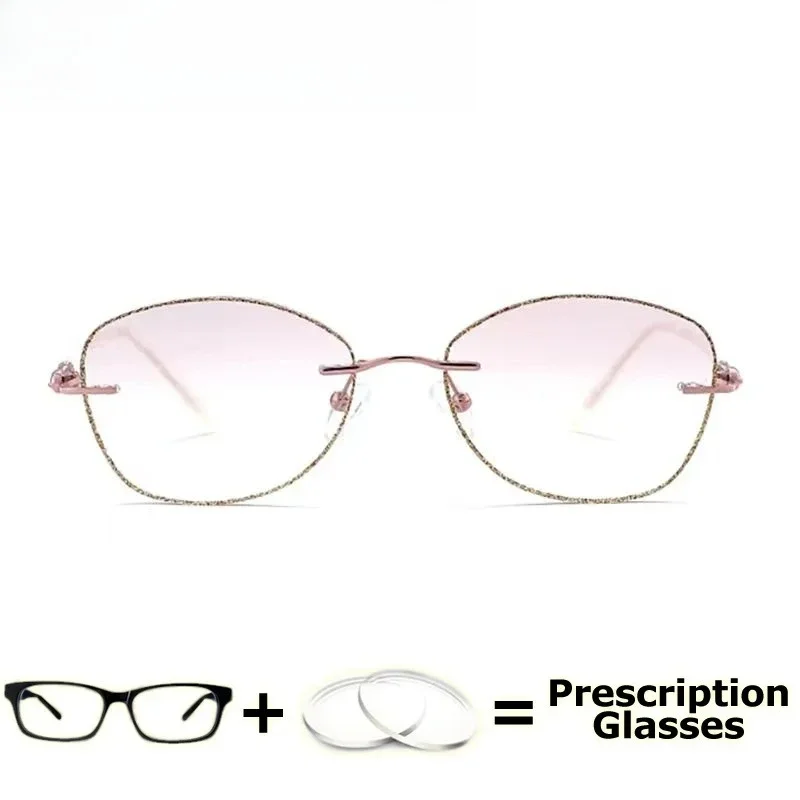 KIZN بريق النظارات الطبية امرأة قصر النظر التدرج تينت العدسات الملونة الطبية البصرية كريستال بدون شفة نظارات ل فيما #2