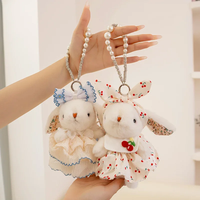 

Lovely Princess Little Rabbit Plush Toys Delicate Cute Lace Dress Bunny Pendants Pretty Keychain Bags Decor Car Interior