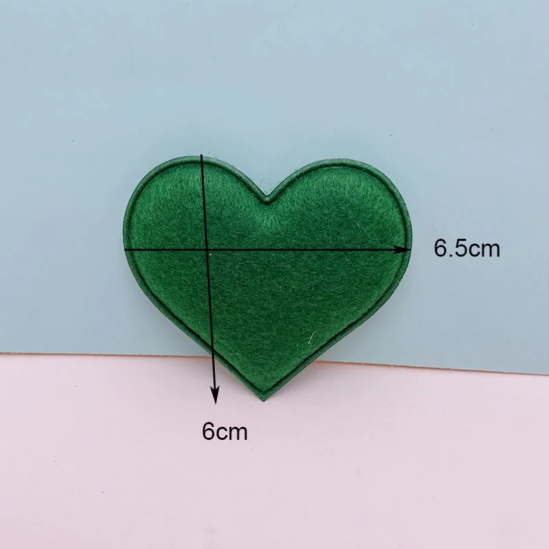 30Pcs 6.5*6CM Two Side Felt Heart Padded Appliques For Baby Clothes Sock Hat Sewing DIY Headwear Bow Accessories Patches