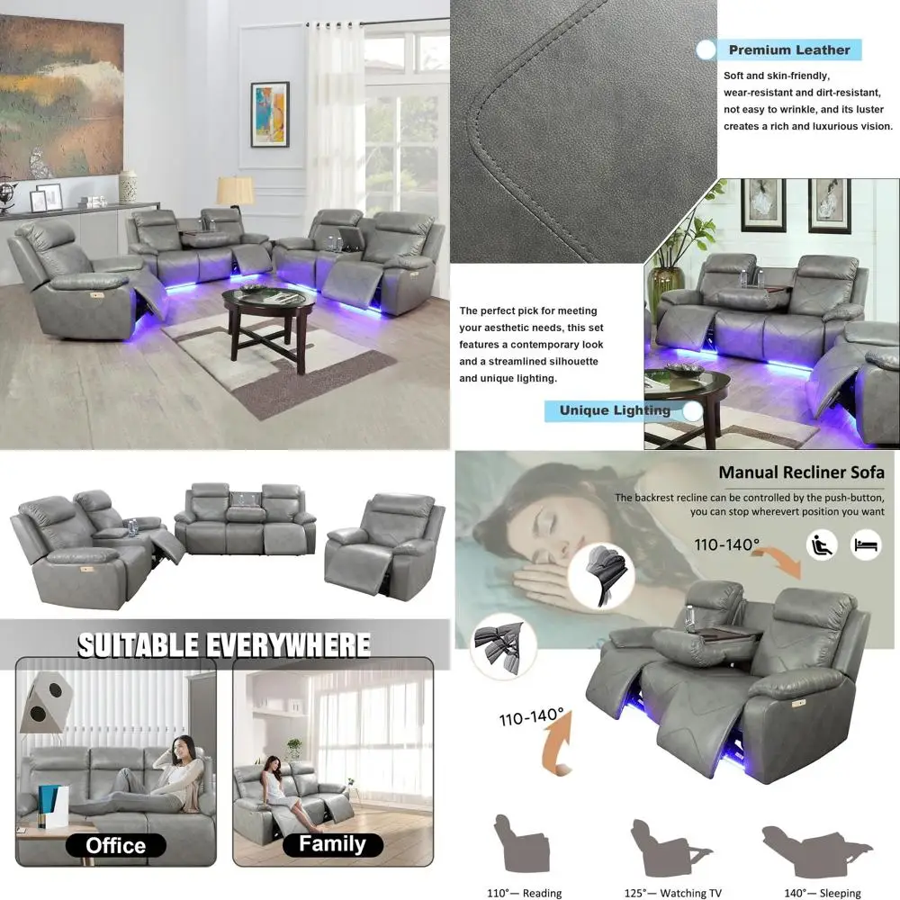 

Электрический секционный диван-трансформер из 3-х частей с креслом-кроватью, серый, для гостиной и офиса