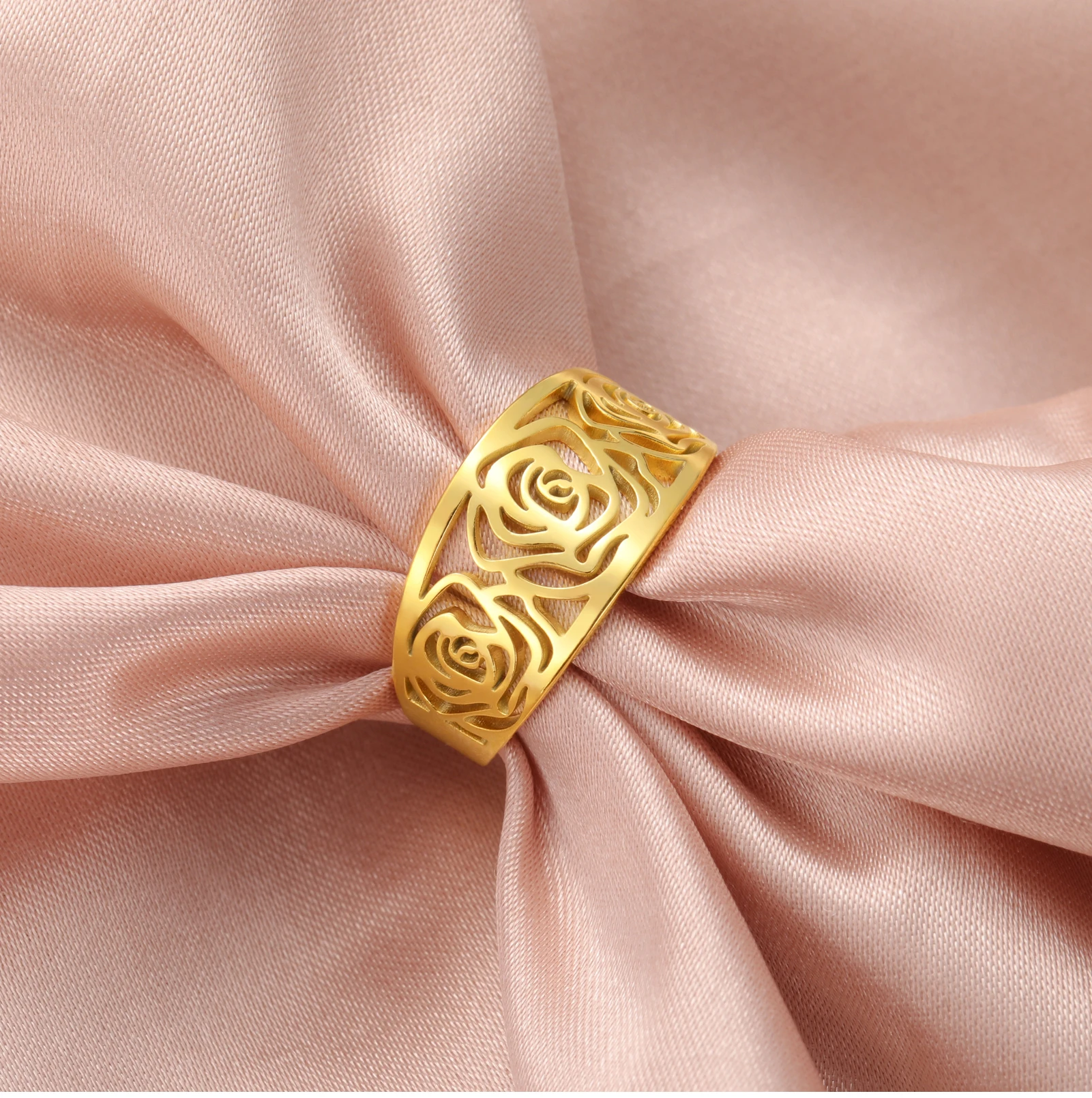 2026 Neuerscheinung Rose Damenringe Retro Edelstahl Goldfarben Täglicher Schmuck Sexy Accessoires für Frauen – Detail 9