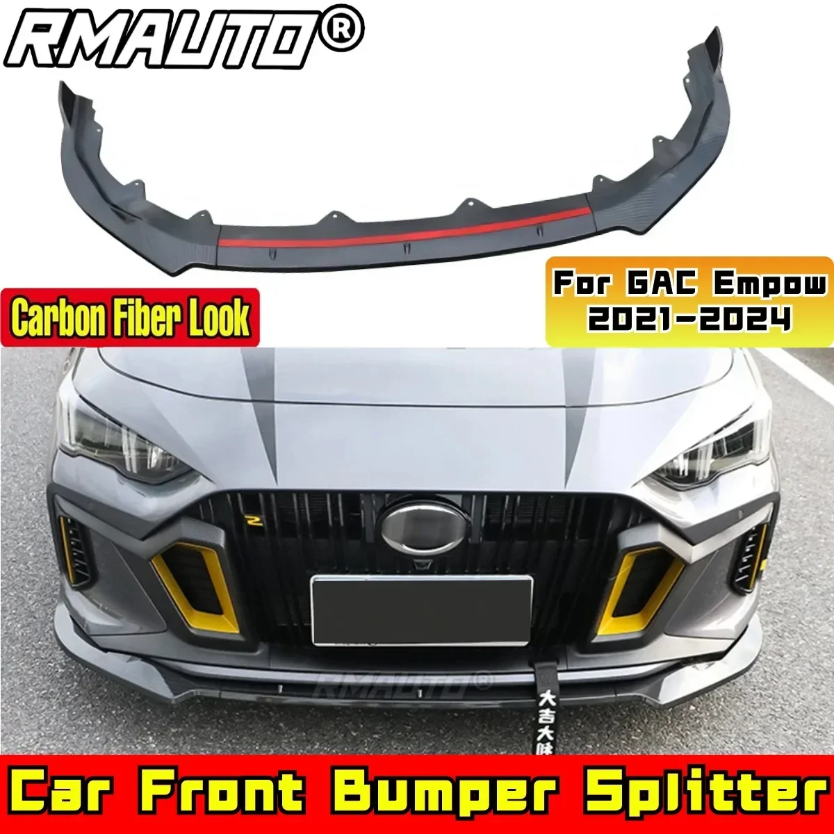 For GAC Empow 2021-2024 Body Kit Front Bumper Spoiler Glossy Black Sport Style Front Bumper Diffuser Car Accessories