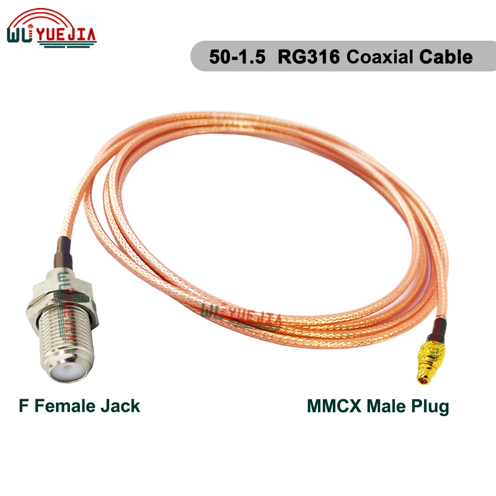 RG-316 MMCX to F Cable F Male Female to MMCX Male Female Jack Connector 50-1.5 RF Coaxial Cable Antenna Extension Jumper Pigtail