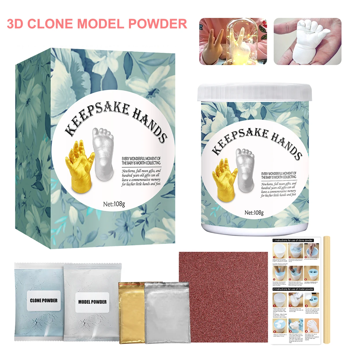 Kit De Fundição De Mão E Pés De Lembrança Do Bebê, DIY Moldes De Estátua De Gesso, Molde De Impressão De Mão 3D, Artesanato De Fundição Em Pó, Presente De Aniversário