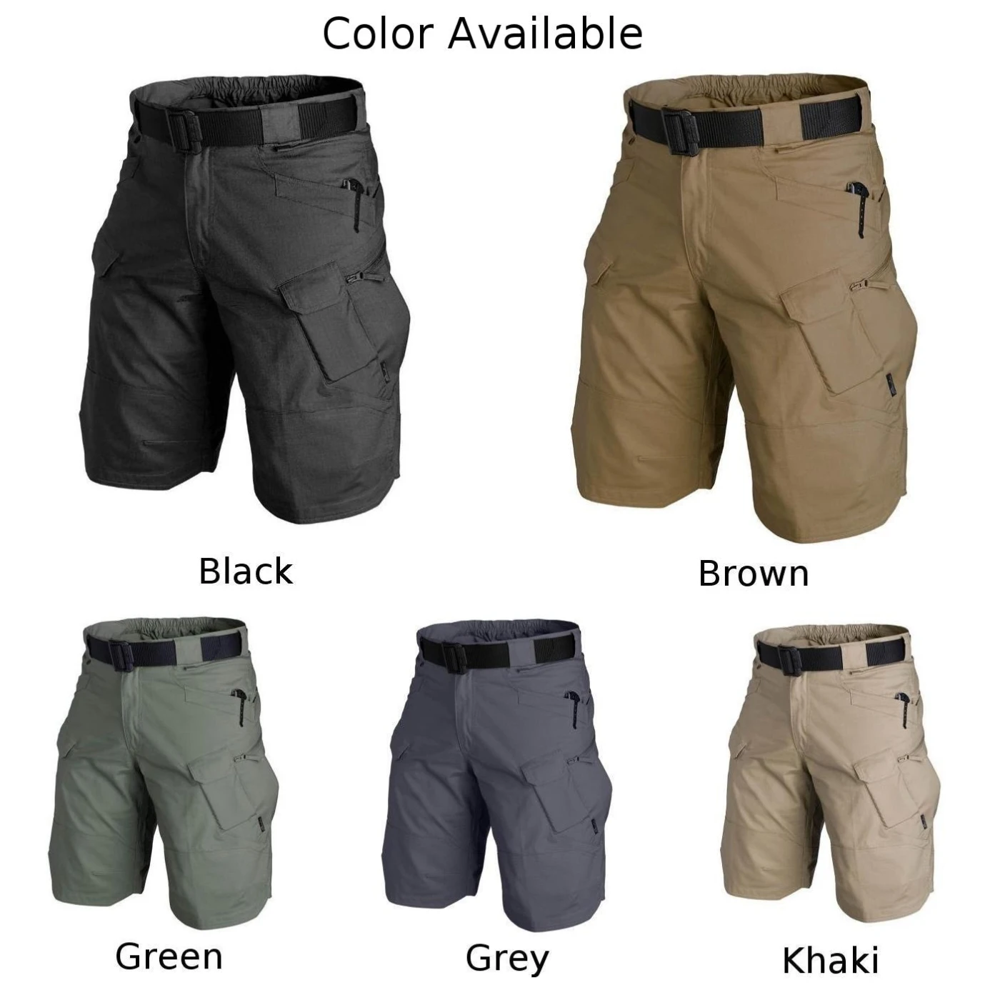 Pantalones cortos urbanos para hombre, Shorts de ocio de carga al aire libre, secado rápido, de Color sólido múltiples bolsillos, transpirables, sin costuras, clásicos