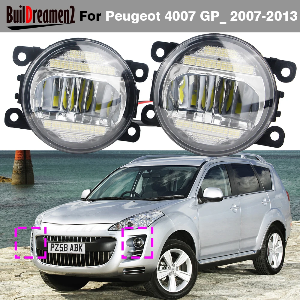 2 Pieces 30W H11 LED Fog Light Assembly + DRL For Peugeot 4007 GP_ 2007-2013 Car Left + Right Fog Daytime Running Lamp 8000LM