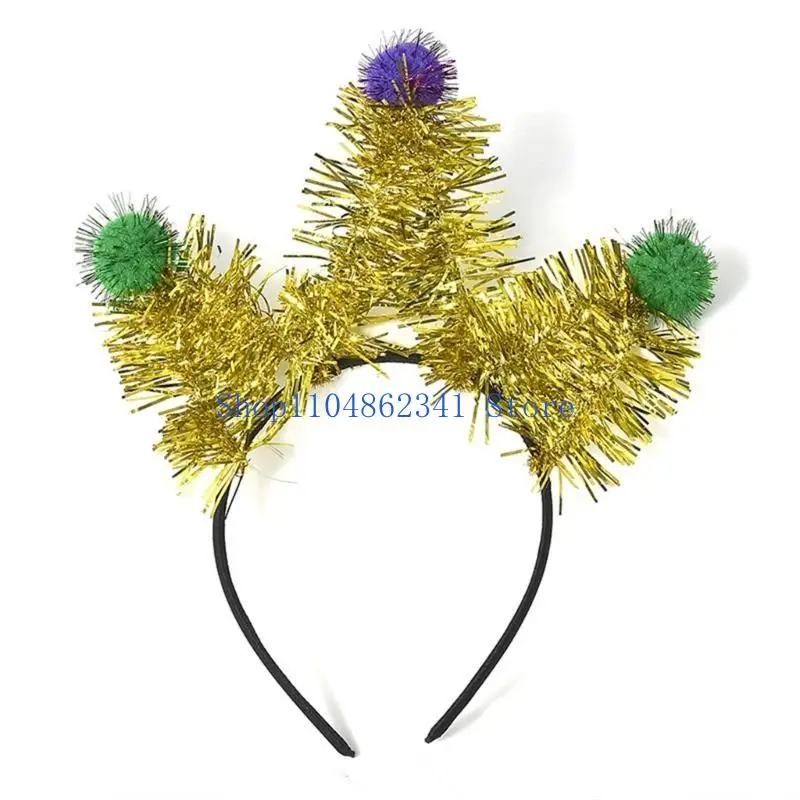 5asd Mardi Gras Pompoms Băng đô Lễ hội Băng đô Phụ kiện Tiệc họp mặt bạn bè
