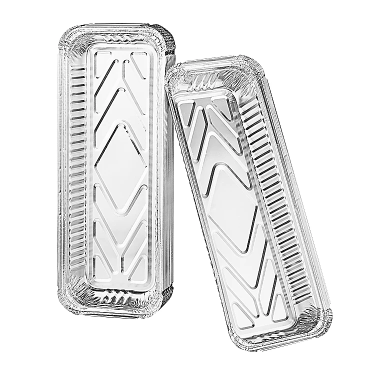 

1500ML Aluminum Foil Long Oblong Tray With Lid Disposable BBQ Food Grade Container For Catering Takeaway Tin Loaf Pan REC35145I