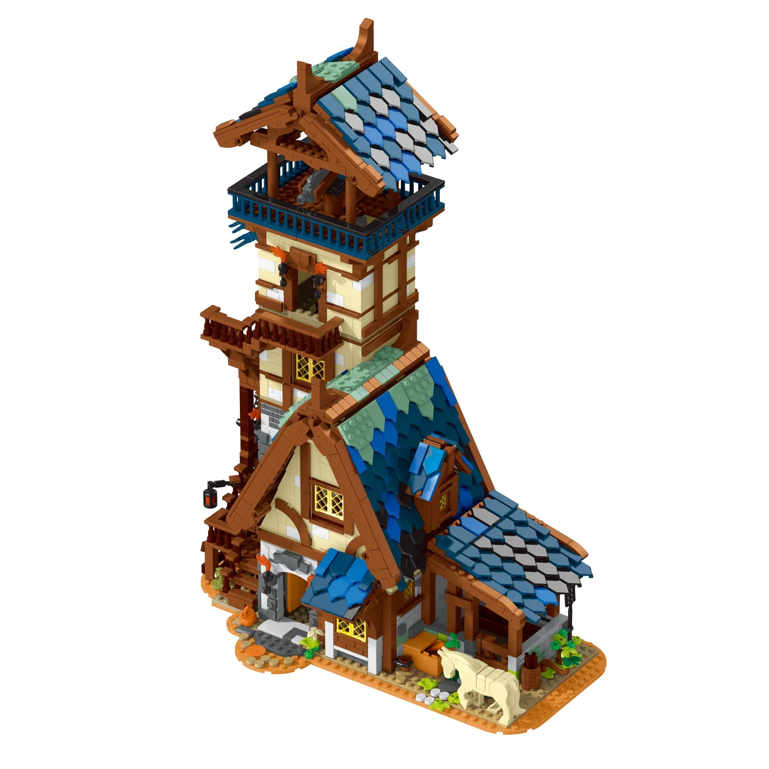 3061 pçs medieval cidade guarda torre tijolos modelo brinquedos montagem vista de rua casa blocos de construção para crianças adultos meninas presentes