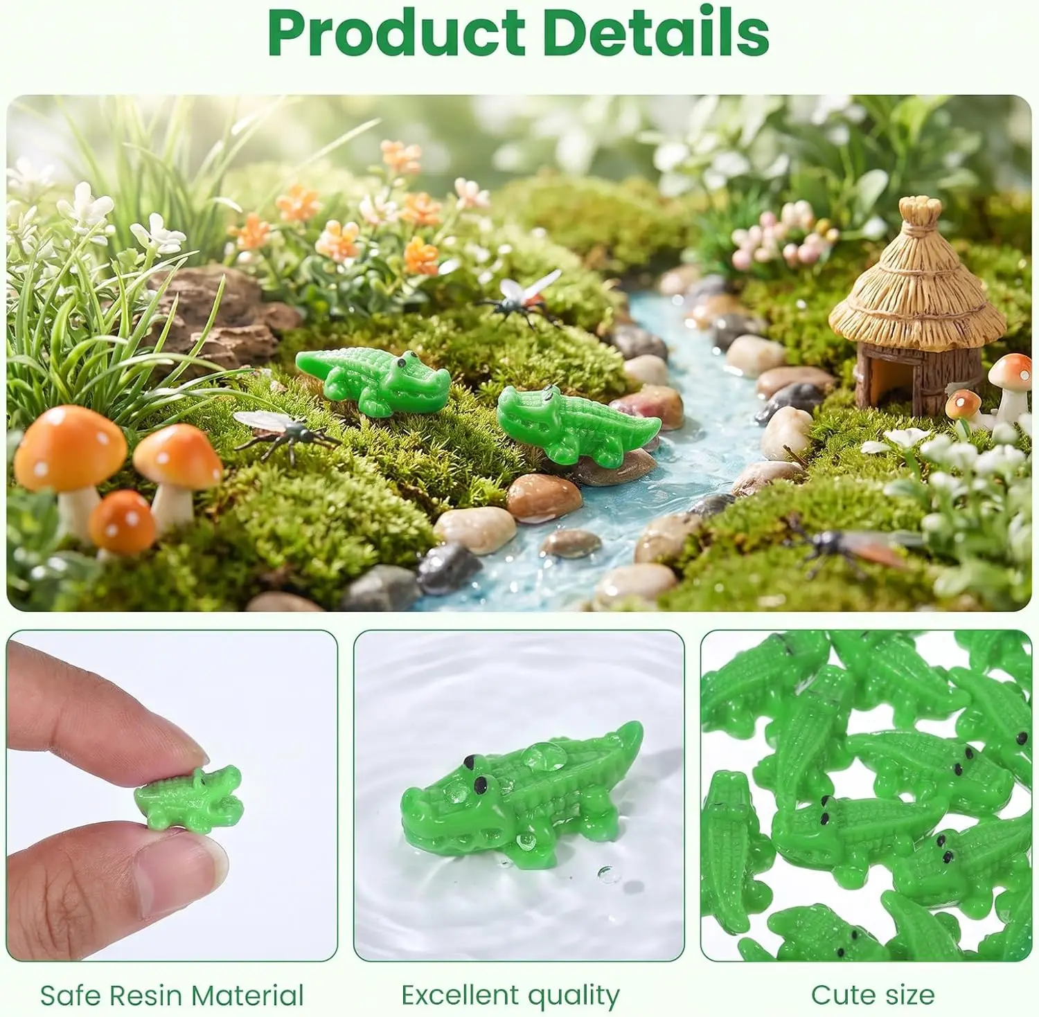 30 Pcs Tiny Resin Crocodile Alligator Figurines Mini Animal Statues for Micro Landscape Aquarium Desktop Office Party DIY Decor