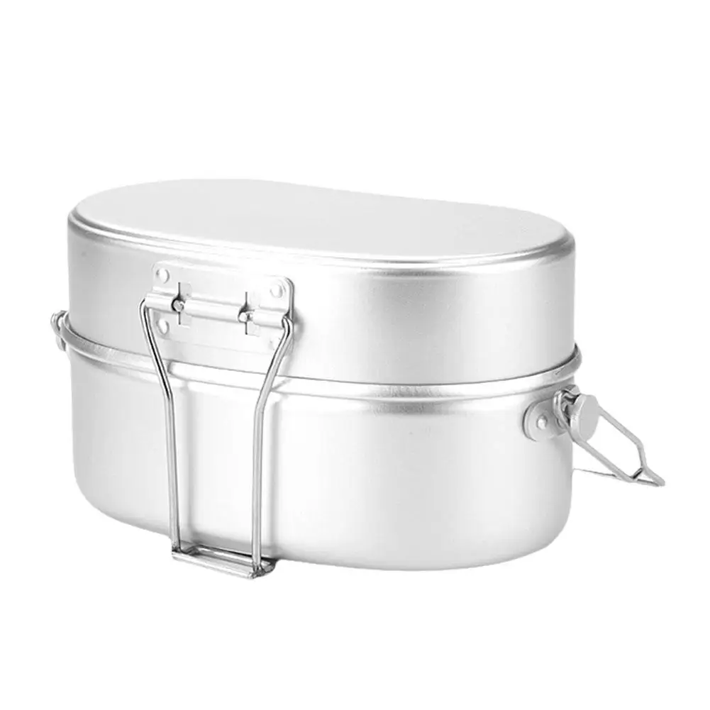 Aluminum Lunch Box Camping Military Training Double-layer Lunch Lunch Handle Cookware Portable Box Box Picnic P9M2