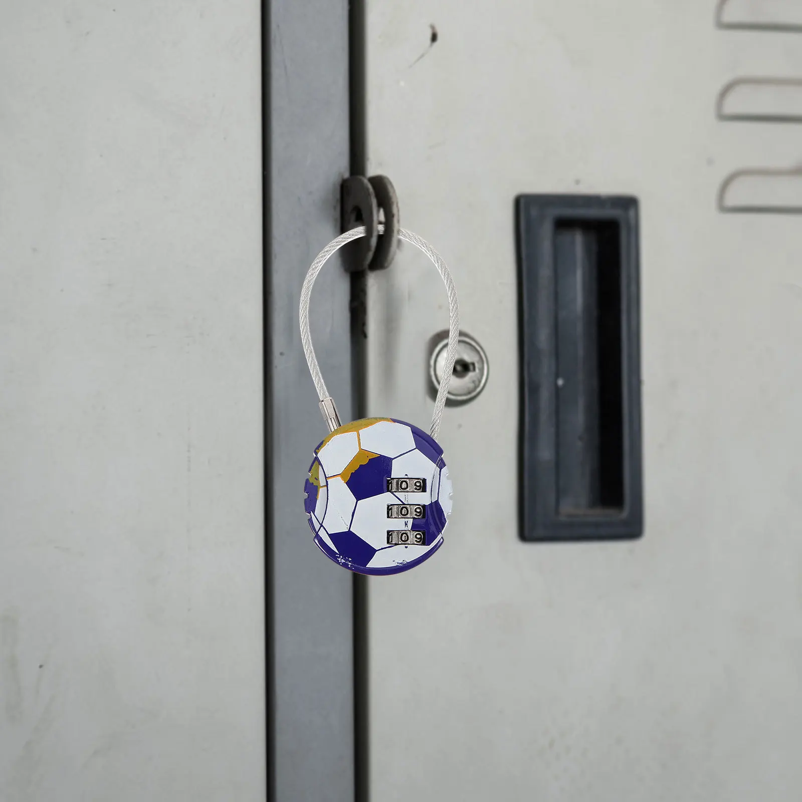 

Football Shape Wire Lock Cable Security Lock for Drawer Cabinet Luggage Gym Locker Combination Padlock Cabinet Drawer Locks