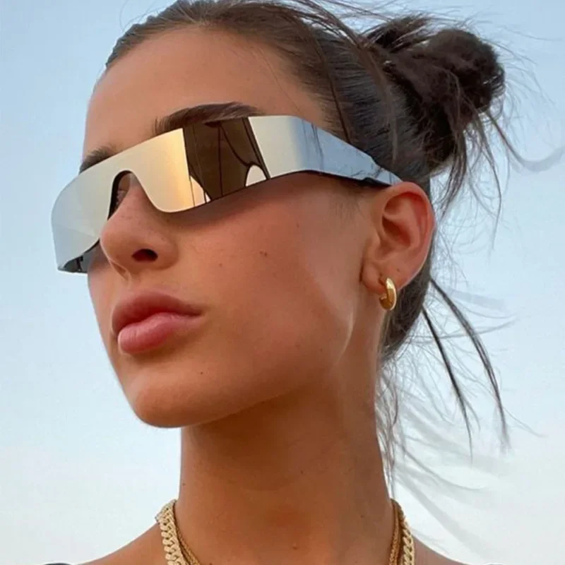 

Women Y2K Sunglasses Men Fashion Punk Frameless Sun Glasses Brand Designer One-Piece Lenses Sports Goggle UV400