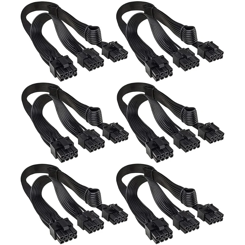 2/4/6PCS ATX 8Pin Male to Dual PCIe 8(6+2) Braided Splitter Cable For Corsair Modular PSU GPU Mining Graphics Power Supply Wire