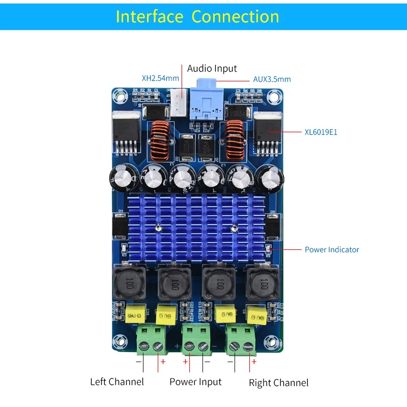 Усилитель звука UNISIAN TPA3116D2, 50 Вт, автоматический усилитель XL6019E1, 12 В постоянного тока, класс D, 2x50 Вт, 2,0 канальная Плата усилителя мощности