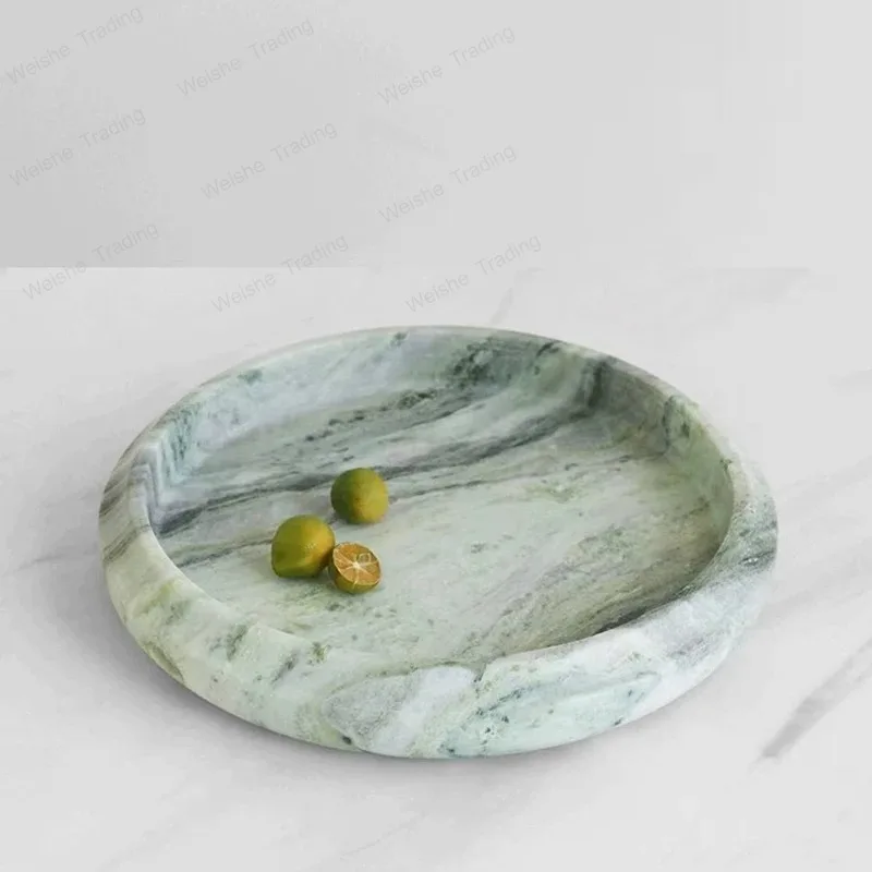 Luxury Marble Fruit Bowl-Villa/Show Flat Centerpiece, High-End Coffee Table Decor, Handcrafted Natural Stone Tray for Home/Hotel