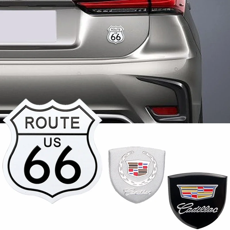 for Cadillac SRX Escalade CTS BLS ATS DTS XTS SLS XLR Deville Seville CT5 Route 66 Car Logo Body Sticker Alloy Automobile Decor