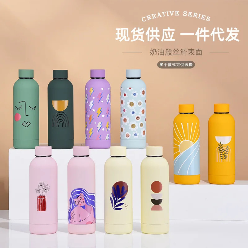 Thermos Bottle Coffee Cup Stainless Steel Tumbler Cute Korean Travel Insulated Flask Thermal Water Bottle Kawaii Coffee Mug