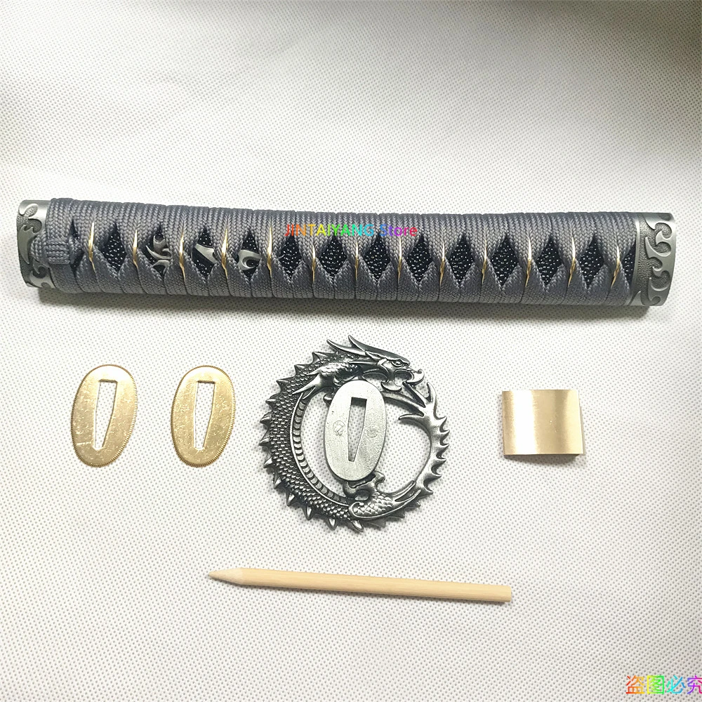 A Set Japanese Tsuka Hilt Alloy Tsuba Fuchi Menuki Kashira Copper Habaki Seppas Fittings For Sword Samurai Katana Handle Parts