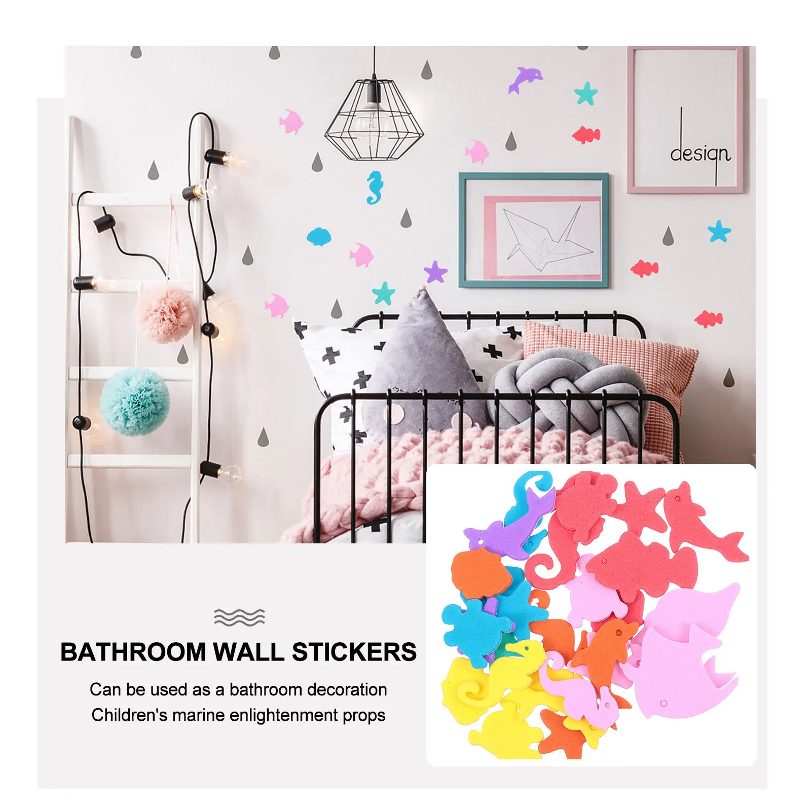 

40Pcs Cute Ocean Animal Foam Wall Stickers Decorative Bathroom Kids Room Kindergarten Removable Lovely Educational Cartoon Wall