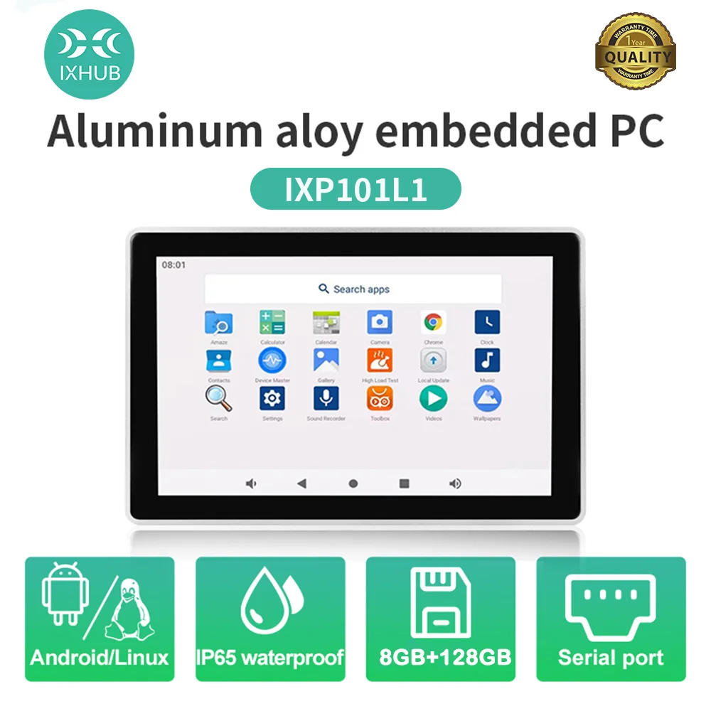 

IXHUB 10.1Inch Embedded Industrial Tablet Computer Panel PC HMI IPS Capacitive Touch Screen IP65 Waterproof Android Ubuntu Linux