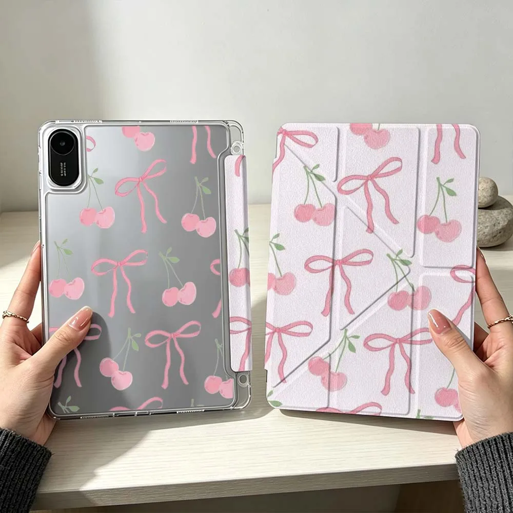 Artistic Pink Bow Cherry Soft For Xiaomi Mi Pad 8 7 6 5 Pro Redmi Pad SE 2 Poco Pad Foldable 3Y Tablet Case view 6