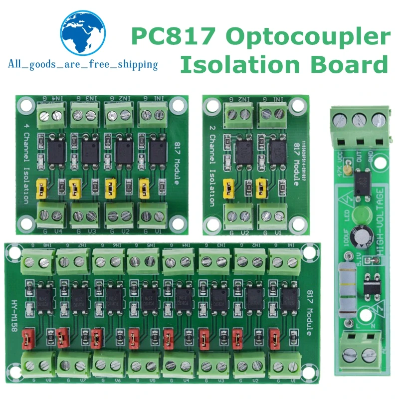 PC817 1 2 4 8 Channel Optocoupler Isolation Board Voltage Converter Adapter Module 3.6-30V Driver Photoelectric Isolated Module