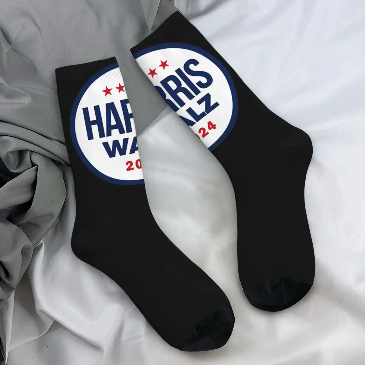 Harris Walz 2024 Stockings Adults Men Socks Warm Soft Vintage Socks Autumn Skateboard Non-Slip Printed Socks Gift