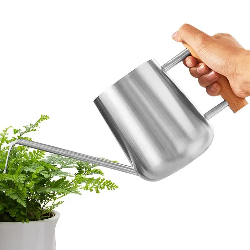 Watering Can Indoor 900ML Small Indoor Watering Can Metal Watering Can Solid Stainless Steel Open Top And Long Nozzle Design For