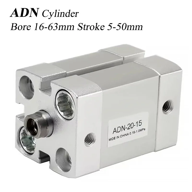 HLH ADN12/16/20/25/32/40/50/63*5/15/20/25/30/35/40/50-A-P-A ADN Double Acting Compact Pneumatic Cylinder High Thrust with Buffer