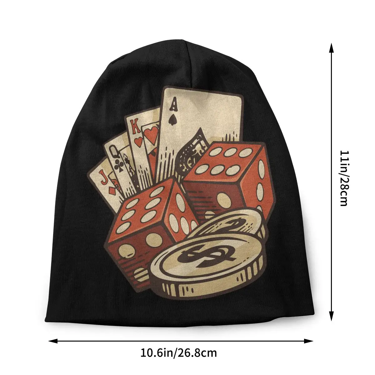 Poker-cards-chips-casino-gambling-cards-player-gift-thomas-larch Men Women Thin Beanies Ski Cap Double Layer Fabric Bonnet Hat