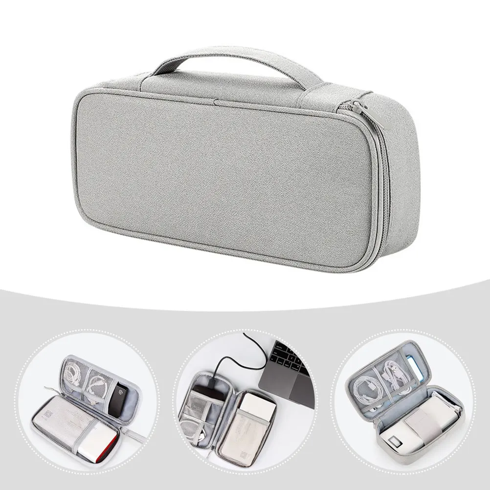 

1pcs Portable Electronic Organizer Bag Travel Cable Accessories Storage Case Removable Partitions Smooth Zipper Cord Hard Disk
