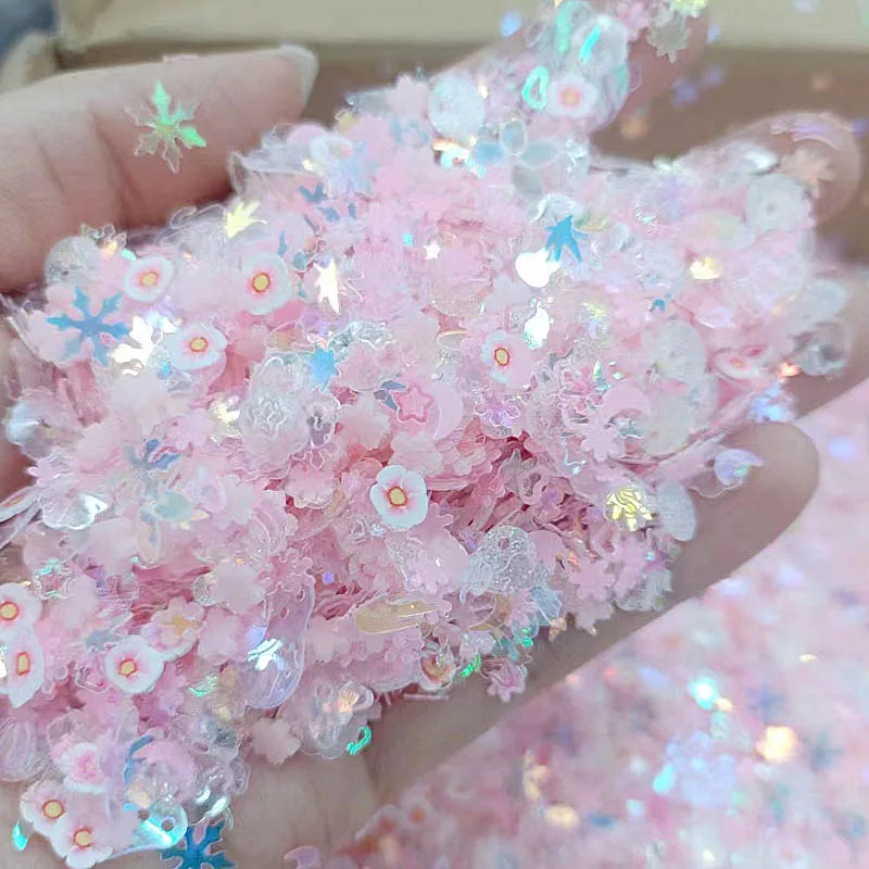 100/500g Luminous Nail Neon Glitter Sequin Mixed Star Heart Flower Sequins Fluorescent Flake Glow In The Nail Art Manicure Decor