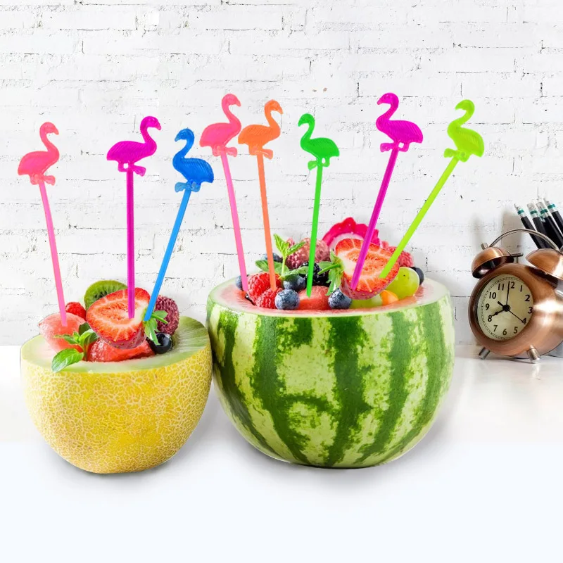 Flamingo Food Fruit Toothpick Hawaii Party Pineapple Cactus Drink/wine Swizzle Sticks For Bar Summer Wedding Party Decor Supplie