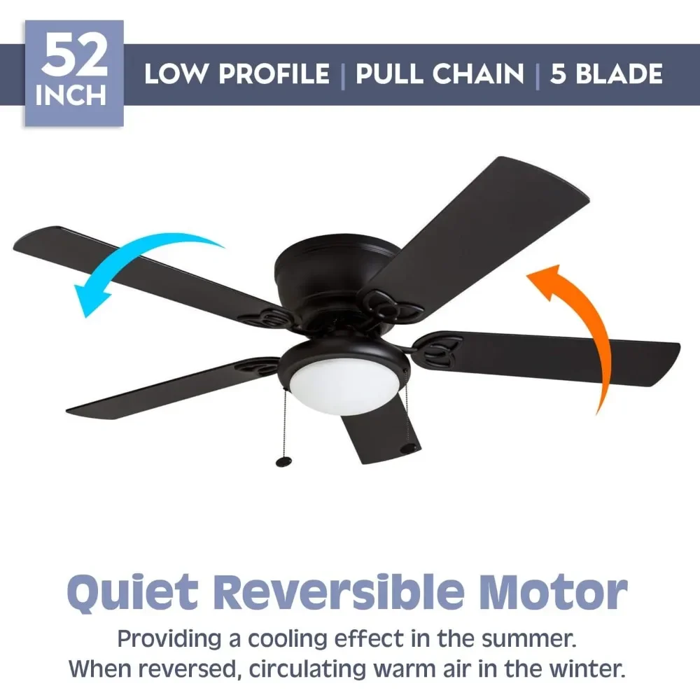 Ceiling Fans with Lights, 3 Speed - Reversible Motor, 5 Dual Finish, Control with The 2 Pull Chains, Ceiling Fans