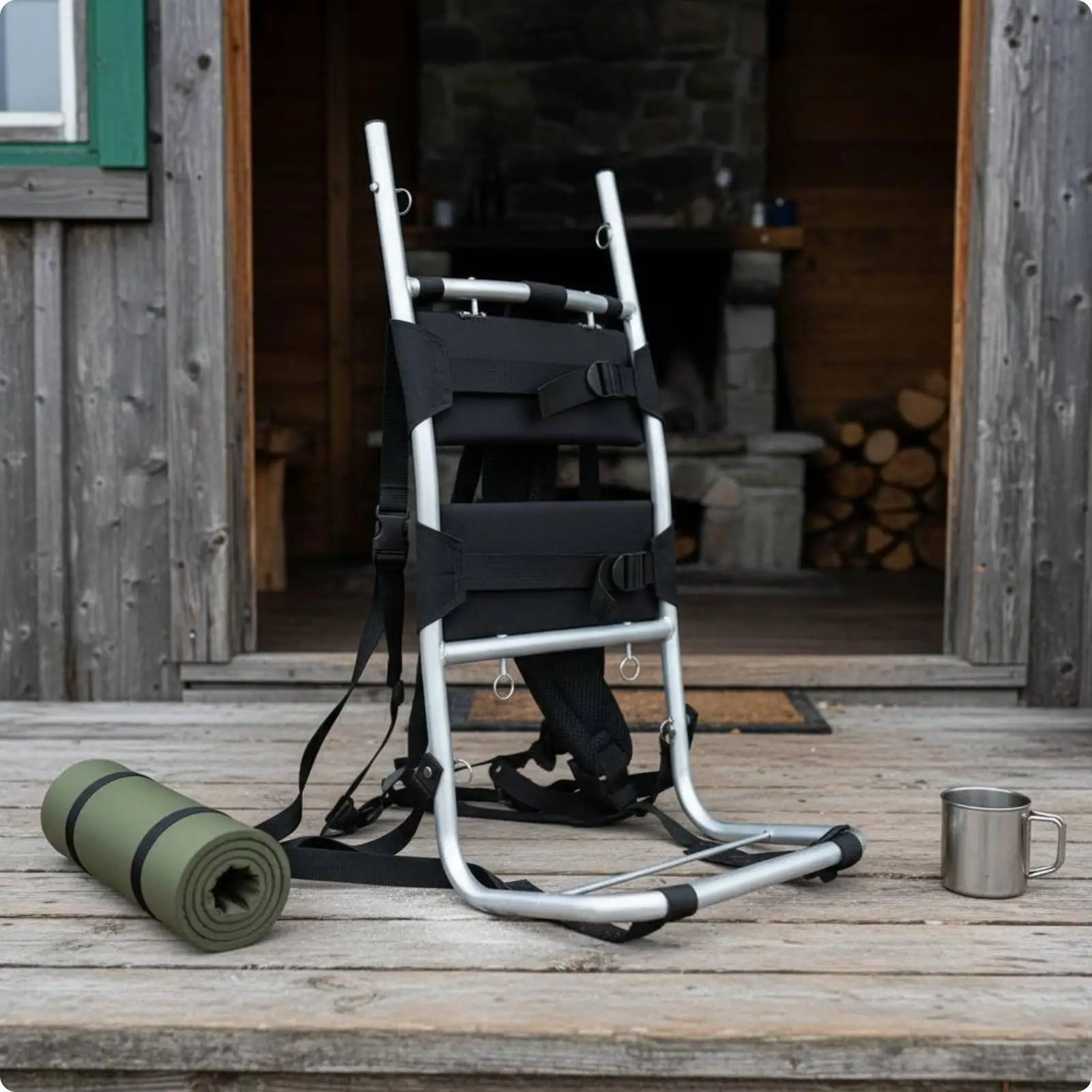 Portable Aluminum Frame Carrier Durable Load Support Outdoor Backpack Frame for Fishing Camping Trekking Adventures