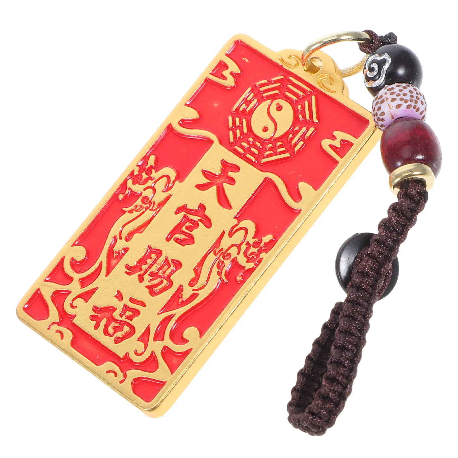 Brass Feng Shui Blessing Pendant Hundred Blessings Symbol Good Luck Keychain Copper Amulet 2025 Chinese New Year Charm