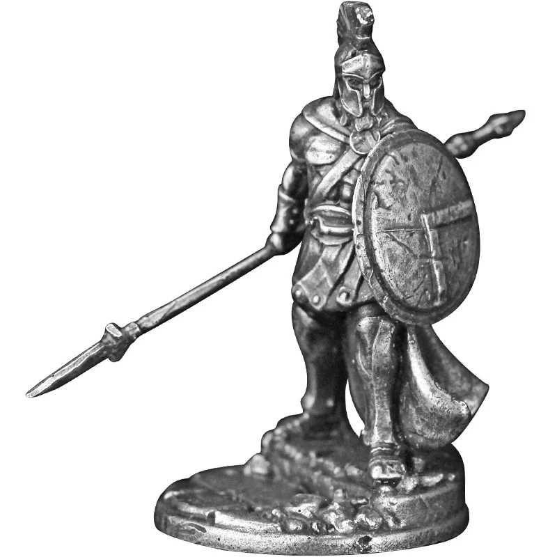 Spartan Warrior Metal Miniature Figurine Ancient Greek Hoplite Soldier Desktop Ornament for Tabletop Wargame Collectible Gift
