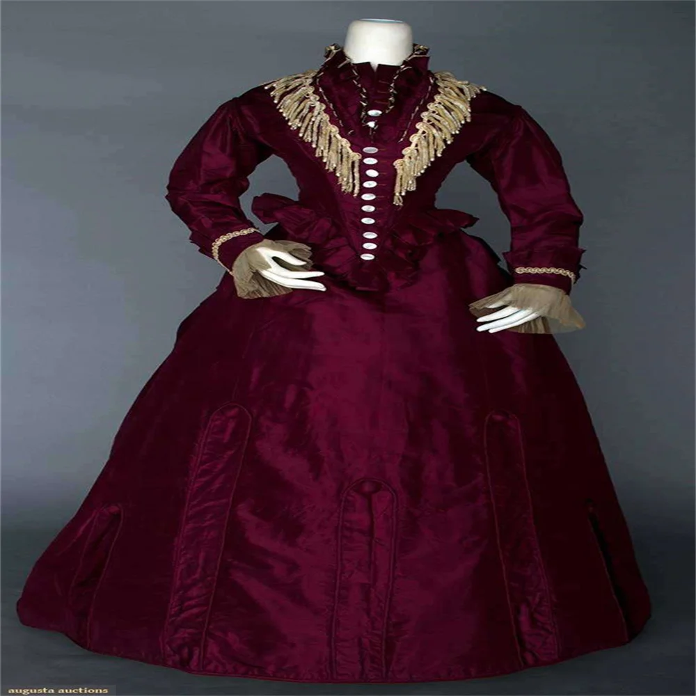 1870s Tudor Duchess Red Evening Dress Historical Queen Marie Antoinette Ball Gown Renaissance Victorian Wedding Costume